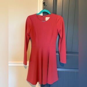 Elegant Coral Long Sleeve Dress